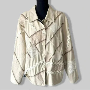 Bellessa Beige Embroidered Patchwork  Embellishment Jacket